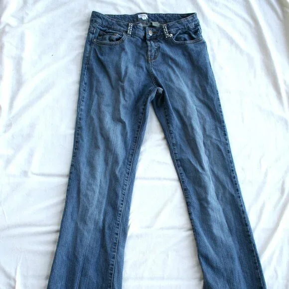 💎Cache Sz 6 Denim Jewel Pockets Ladies Blue Jeans Bling pants Flare - Picture 6 of 15